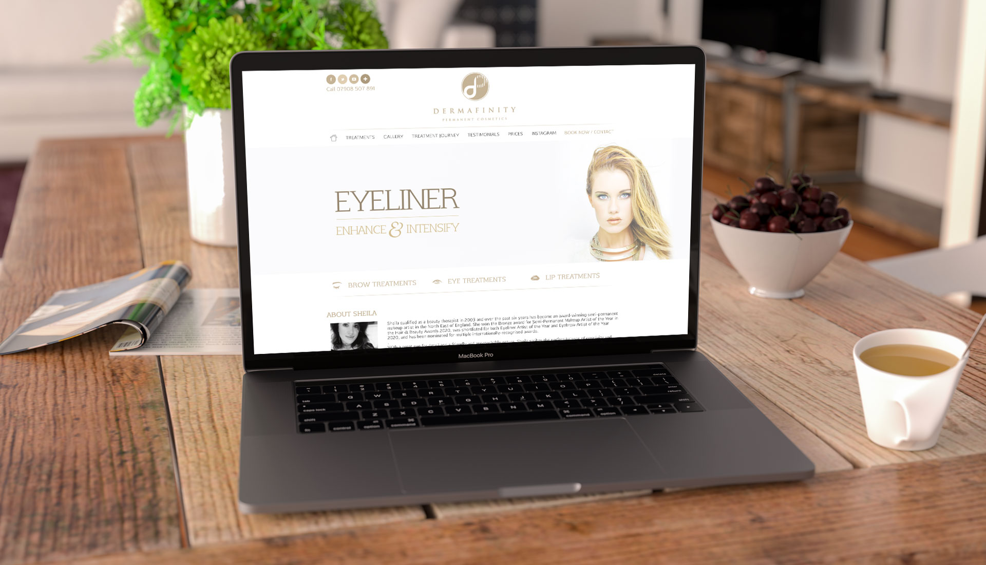 Dermafinity's website displayed on a laptop computer