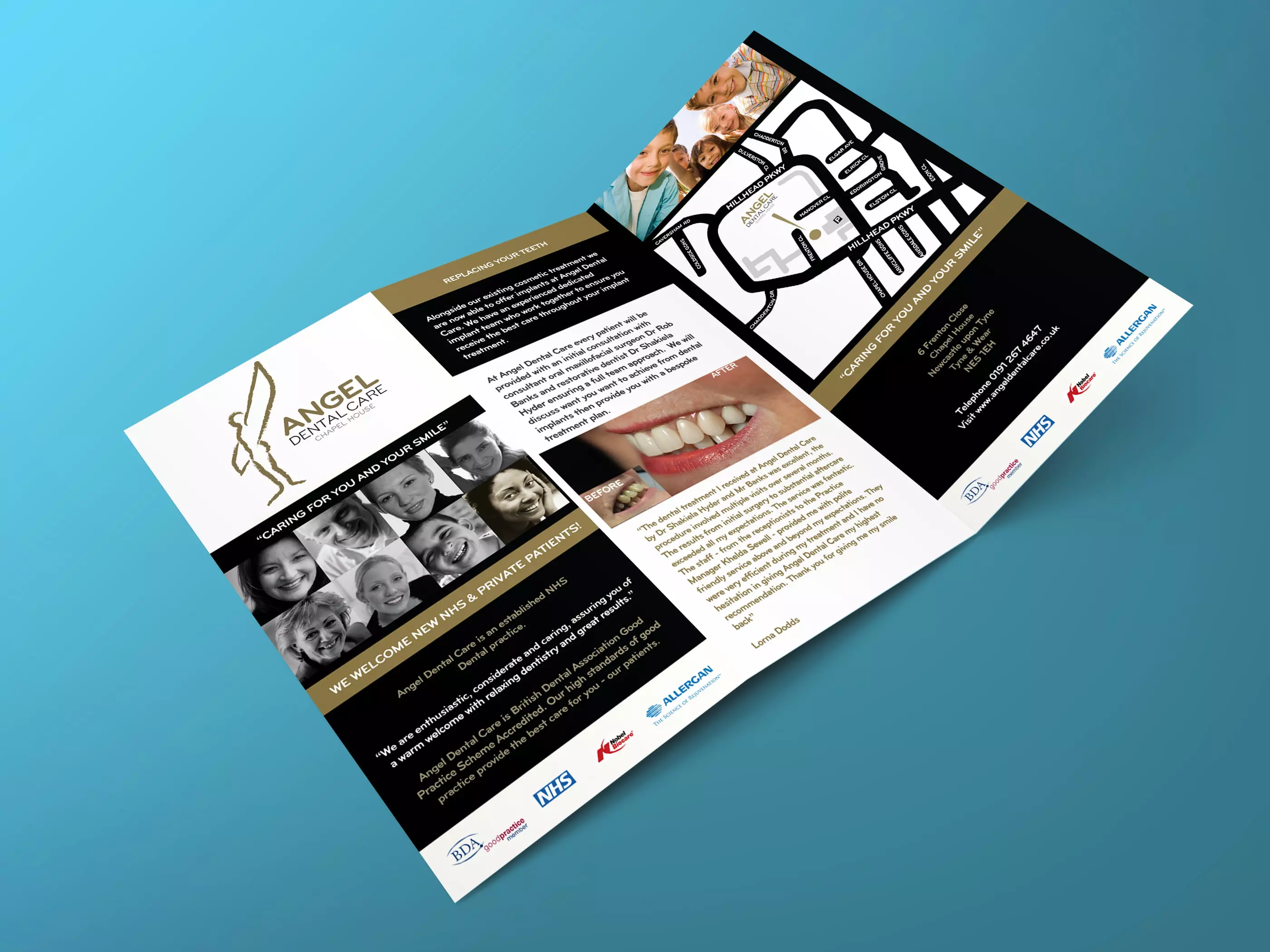 Angel Dental Tri-fold leaflet design