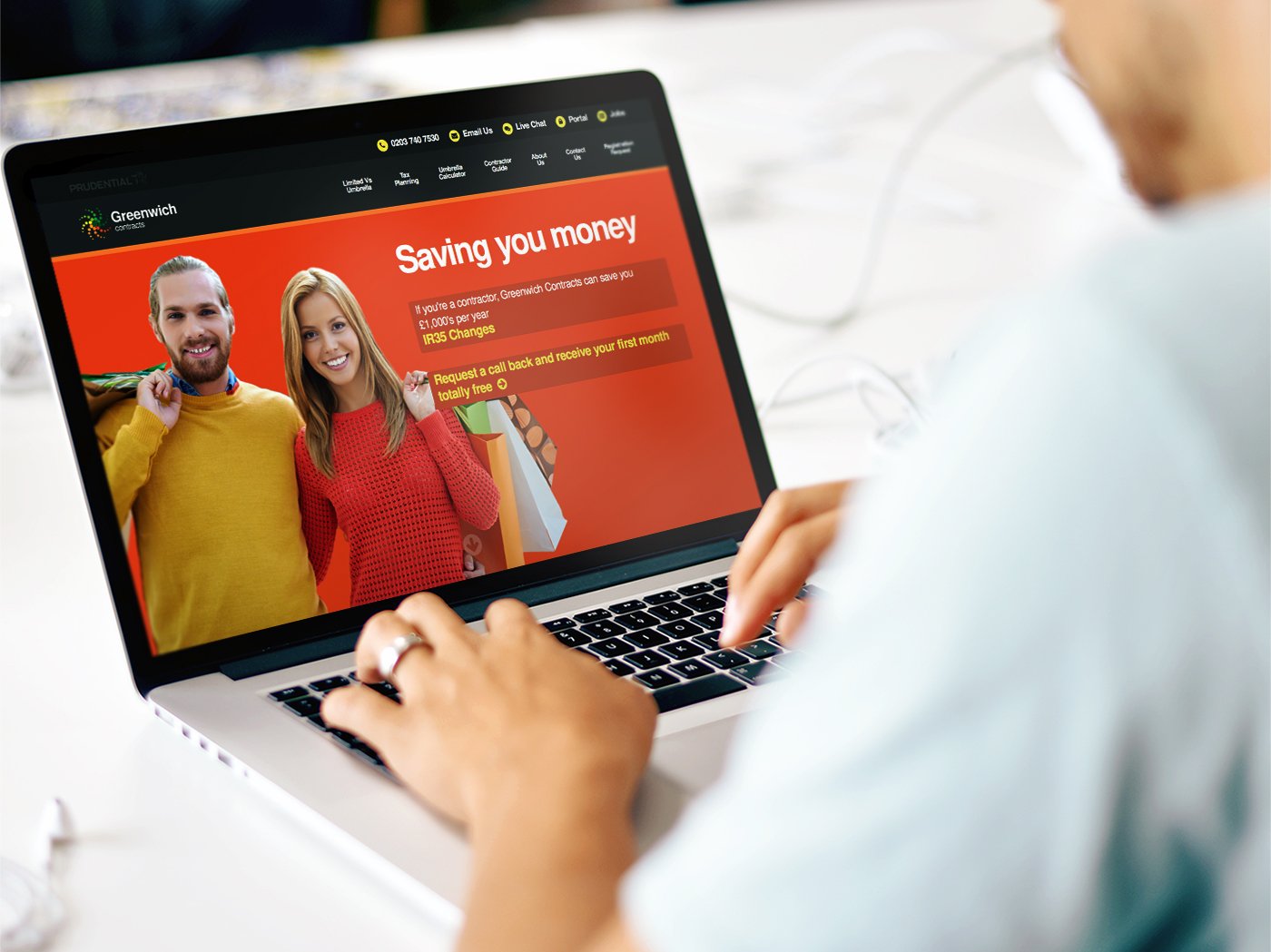 Greenwich Contracts website being viewed by person on laptop