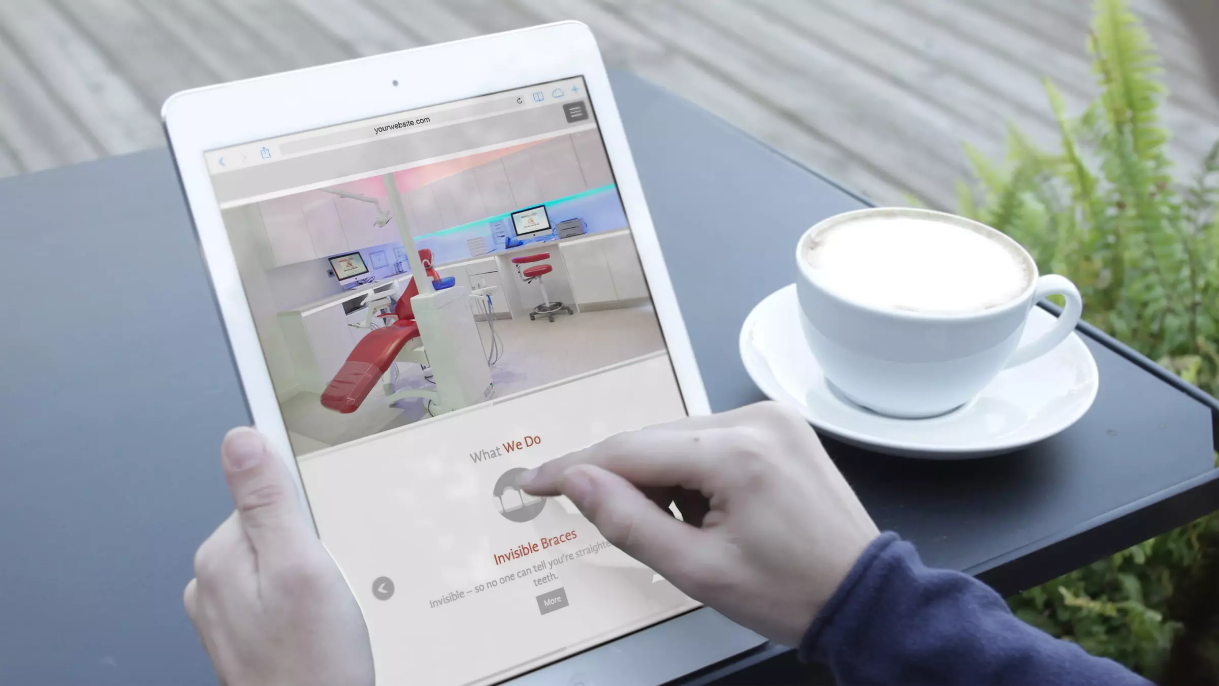 Neo Orthodontics website being viewed by person on tablet