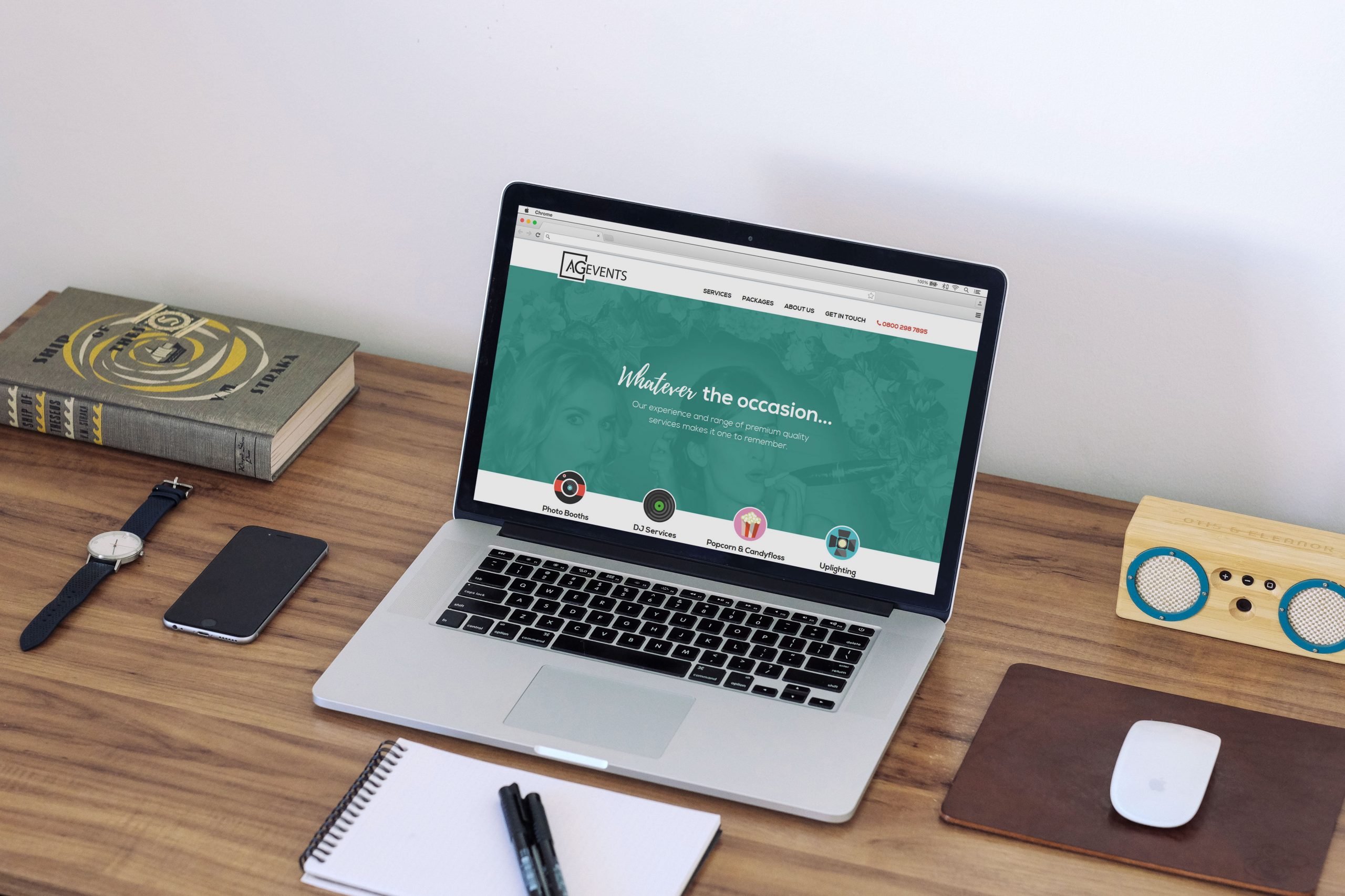 AG Events website displayed on laptop