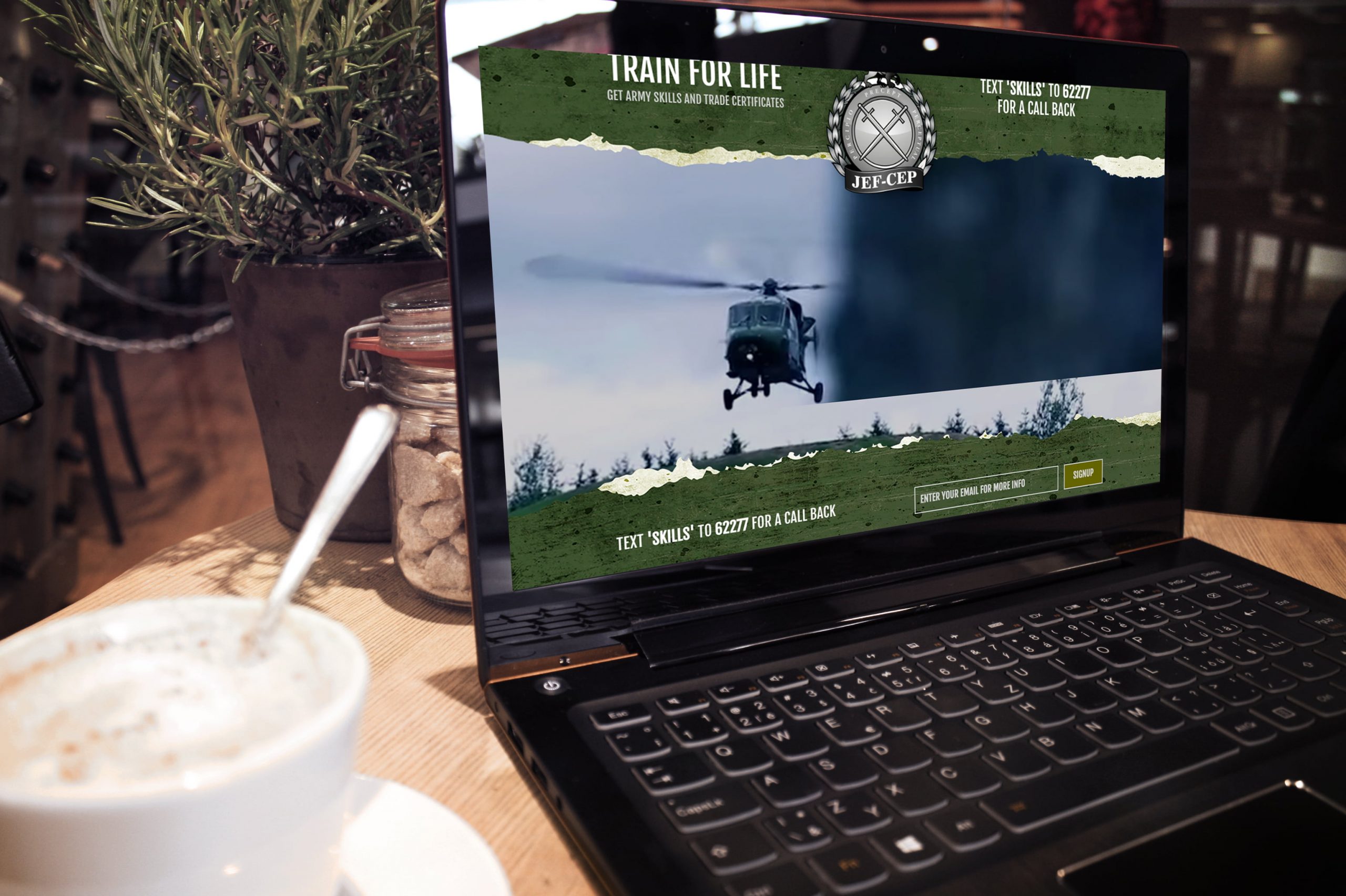 Jef-Cep website displayed on laptop