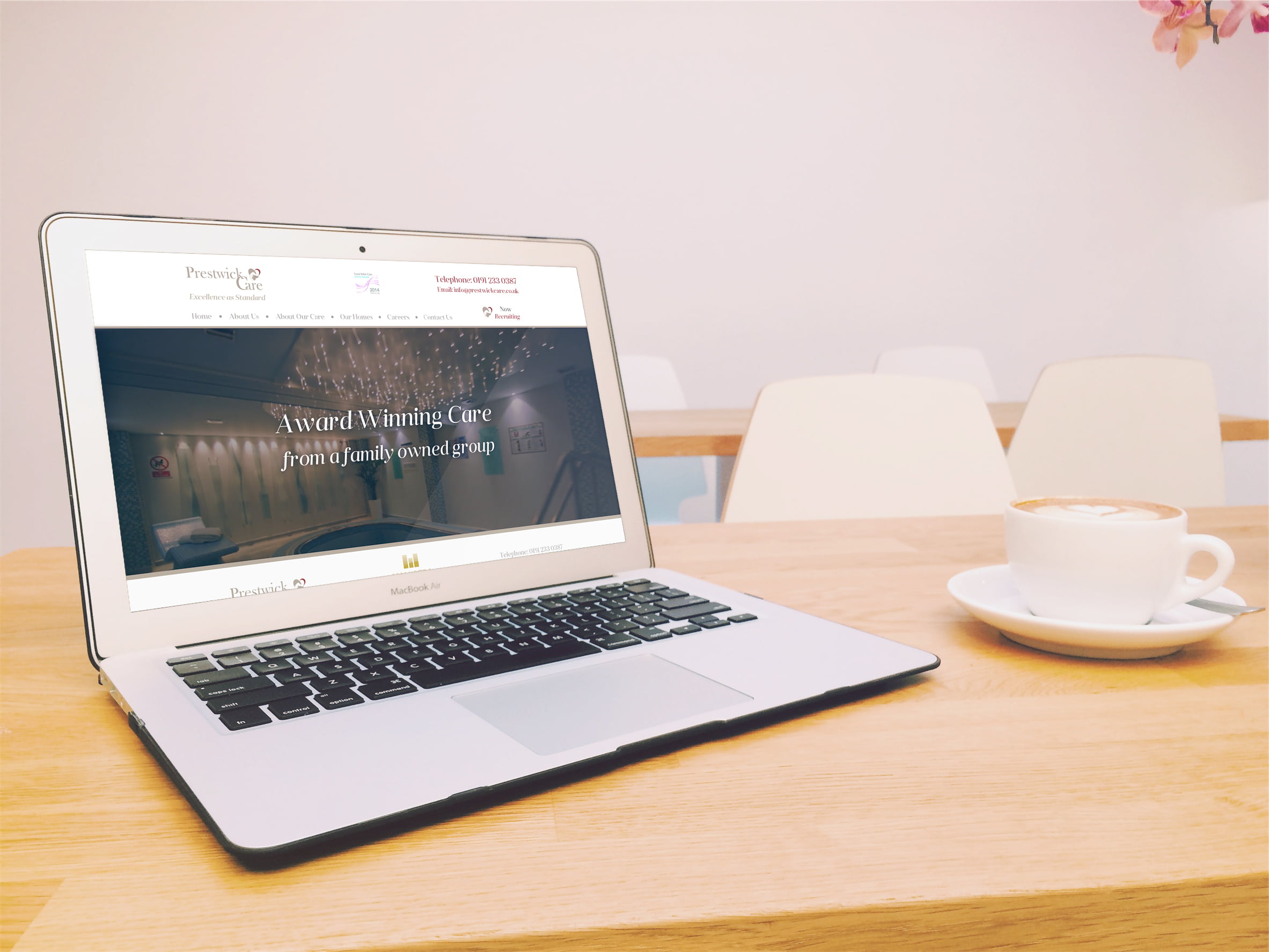 Prestwick Care website displayed on laptop